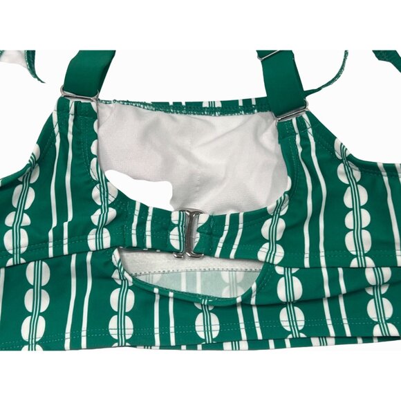 Kona Sol - Women's Global Print Longline Bikini Top - Green - Small - Picture 8 of 11